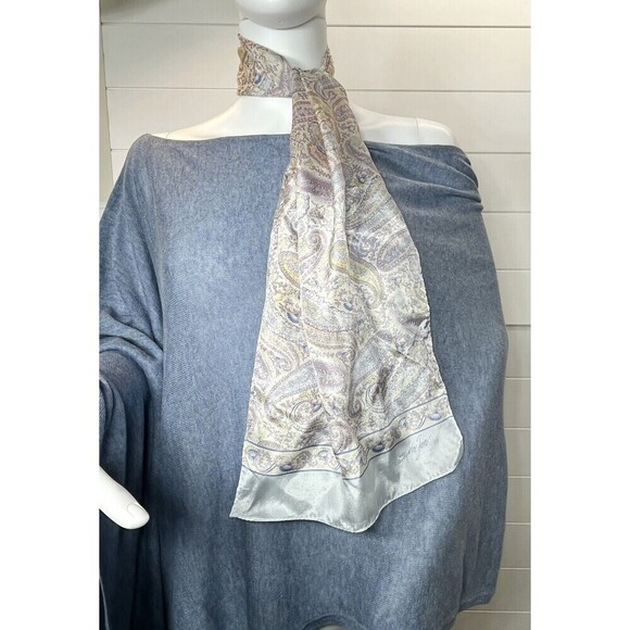 Jacqueline Ferrar Silk Vtg Paisley Print 90s Oblong Scarf 52x10in Fairy Grunge - Picture 1 of 7